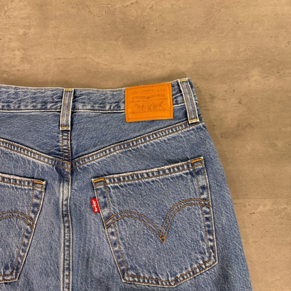 Levis Ribcage Straight Ankle Jeans Womens 27 Blue Distressed Premium High Rise - Picture 11 of 13